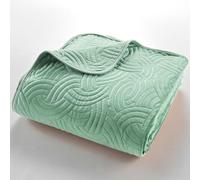 Douceur d'Intérieur Solange Copriletto Trapuntato (220 x 240 cm) e 2 federe (60 x 60 cm), Velluto, Tinta Unita, Verde Salvia