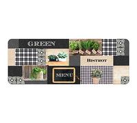 Douceur d'Intérieur - Tappeto decorativo rettangolare in schiuma, con scritta Green bistrot stampata, 45X120 cm