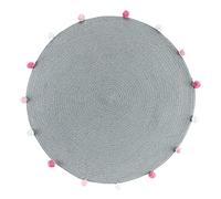 Douceur d'Intérieur, Tappeto rotondo (Diametro 90 cm) Pompomparty Grigio, Policotone