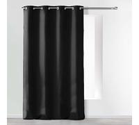 douceur d'Intérieur tenda a occhielli 140 x 260 cm microfibra unita assoluto, Poliestere, Nero, 260 x 140 cm