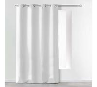 douceur d'Intérieur tenda a occhielli microfibra unita assoluto, Poliestere, Bianco, 280 x 140 cm