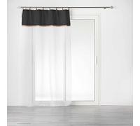 Douceur d'Intérieur, Tenda ad anelli (140 x 240 Cm) Leana Nero, Velo sabbiato Finitura Top Policotone E iuta