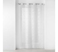 Douceur d'Intérieur, Tenda con occhielli (140 x 240 cm), colore bianco, sabbiato, ricamata
