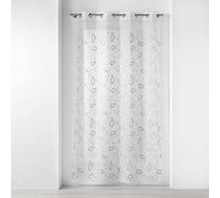 Douceur d'Intérieur, Tenda con occhielli, 140 x 240 cm, colore: Sablé ricamato, Hoops grigio