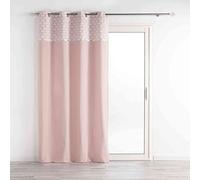 Douceur d'Intérieur, Tenda con occhielli, 140 x 240 cm, cotone tinta unita con top stampato metallizzato artchic rosa