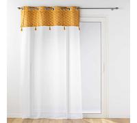 Douceur d'Intérieur, Tenda con occhielli (140 x 240 cm) Evie Ocre, vela sabbiata con top velluto