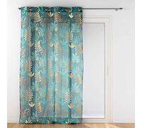 Douceur d'Intérieur, Tenda con occhielli, 140 x 240 cm, motivo smeraldo, in voile sabbiato con stampa metallizzata, Ornella