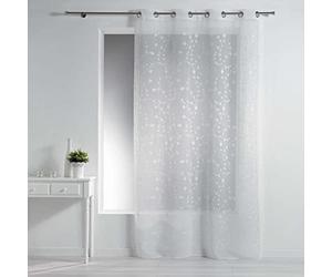 Douceur d'Intérieur, Tenda con occhielli (140 x 240 cm) Piccolo Fiore Bianco/Bianco, Velo Sabbiato Ricamato