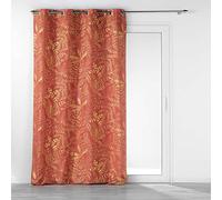 douceur d'intérieur, Tenda con occhielli (140 x 260 cm) Belflor Terracotta/Oro, Poliestere Stampato Metallizzato