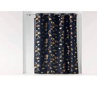 Douceur d'Intérieur, Tenda con occhielli (140 x 260 cm) Bloomy Marine/Oro, poliestere stampato metallizzato