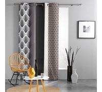 Douceur d'intérieur, Tenda con Occhielli (140 x 260 cm) Galileo Nero, Poliestere Stampato