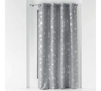 Douceur d'Intérieur Tenda con Occhielli 140 x 260 cm Poliestere Stampa Metallise Bloomy Grigio/Argento