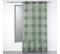 Douceur d'Intérieur, Tenda con occhielli, 140 x 280 cm, effetto lino, tessuto ciniglia, colore: verde