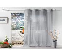 Douceur d'Intérieur, tenda con occhielli, 140 x 280 cm, effetto lino, tessuto zazy, grigio
