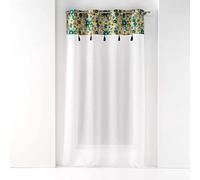 Douceur d'Intérieur Tenda da interni, con occhielli, 140 x 240 cm, in voile Sablé - Top stampato e pompon, Bohoflora giallo