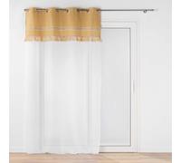 Douceur d'Intérieur, tenda trasparente con occhielli (140 x 240 cm) Janara, ocra, tulle sabbiato con parte superiore policotone e juta