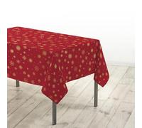 Douceur d'Intérieur, Tovaglia per feste rettangolare (140 x 240 cm) Astrelia Rosso/Oro, Microfibra Stampata