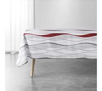 Douceur d'Intérieur, Tovaglia rettangolare (150 x 240 cm) Ondulys Bianco/Rosso, Poliestere Stampato