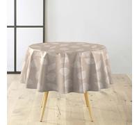 Douceur d'Intérieur, Tovaglia rotonda (Ø 160 cm) Foglie Bianco, PVC Textilia