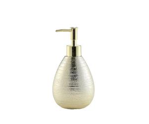 Douceur d'Intérieur Trésor Dispenser per Sapone, Diametro 9.4 x 17.4 cm, gres, Tinta Unita Metallizzata