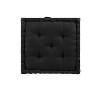 Douceur d'Intérieur Twily Cuscino da Pavimento, 50 x 50 x 10 cm, Nero, Cotone e Poliestere Riciclato