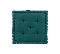 Douceur d'Intérieur Twily Cuscino da Pavimento, 50 x 50 x 10 cm, Smeraldo, Cotone e Poliestere Riciclato