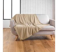 Douceur d'Intérieur Wooly Plaid, 180 x 220 cm, Tessuto bouclè, Tinta Unita, Beige