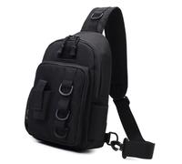 DOUDINGMAO Borsa a tracolla da pesca all'aperto Imbracature da pesca Pack Borsa da petto Borsa per attrezzatura da trekking Imbracature Pack petto spalla con supporto per canna, Nero , Taglia unica