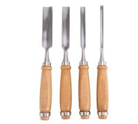 DOUDINGMAO Confezione da 4 scalpelli per la lavorazione del legno in acciaio con manico ergonomico in legno, scalpelli piatti per intaglio e modellatura