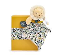 Doudou et Compagnie - BOH'Ame Doudou Sonaglio Leone - Tessuto Liberty Ocra - Peluche sensoriale & Risveglio - Sonaglio incorporato - Ultra morbido - Fin dalla nascita - Regalo unisex per neonati