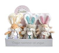 DOUDOU ET COMPAGNIE - Coniglio in rattan con clip per ciuccio, collezione Lapin de sucre, 21 cm, DC3484