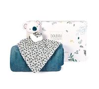 Doudou et Compagnie - Coperta in pile da bambino morbida con il suo peluche Koala - Collezione YOCA LE KOALA - Blu - 100 x 70 cm - Confezione regalo per la nascita di bambine e ragazzi - DC3977