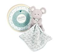 Doudou Myška e Copertina in Cotone Bio Verde e Bianco 15 cm