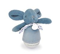 DOUDOU ET COMPAGNIE - Luce notturna musicale Culbuto Coniglio blu per neonati - Peluche Doudou lenitivo con melodia morbida - Luce soffusa per notte serena - Idea regalo nascita - DC4195