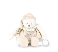 DOUDOU ET COMPAGNIE - Pantino per attività con orso bianco Edizione 25 anni - Peluche sensoriale e giocoso per neonati - Cravatta per ciucci incorporata - Regalo per nascita per ragazzo o ragazza