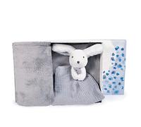 Doudou et Compagnie - Plaid Baby - Doudou Coniglio - Happy Glossy - Grigio - 100 x 70 cm - HAPPY DOUDOU - DC3981