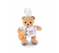DOUDOU ET COMPAGNIE - Portachiavi con orsetto chef pasticcere parigino - 14 cm - Collezione Amour de Paris - con Toque et Croissant - Mini peluche accessorio per borse - Idea regalo Souvenir Paris