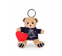 DOUDOU ET COMPAGNIE - Portachiavi peluche con orsi ricamati, con fiocco di trionfo e campi elisiti, 14 cm, collezione Amour de Paris - Mini peluche morbido - Idea regalo per adulti e bambini - SP4281
