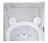 Doudou et Compagnie - Tappeto di risveglio per bambini - Tappeto da gioco Leone - grigio - 100 x 100 cm - quadrato - Tapidou -DC3234