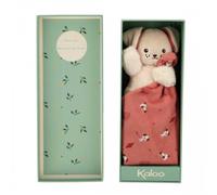 KALOO - Quadrato Morbidezza - Doudou Cane Color Mattone - Peluche per Neonato - Quadrato 18 x 18 cm Ocra - Materiali Ecosostenibili - Scatola Regalo FSC - dalla Nascita, K226002