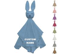 Doudou Personalizzato con Nome, Doudou Neonato con Nome Ricamato, Coperta Neonato di Sicurezza Morbida, Regalo per Battesimo Bimbo o Nascita Bambina, Ideale Regalo Neomamma (Blu)
