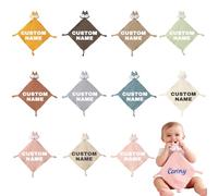 Doudou Personalizzato con Nome Ricamato, Doudou Neonato Coperta Neonato Mussole Cotone per Femmina Maschio, Regalo Bambino, Regali Neonati, Regalo Neomamma, Sicurezza & Conforto (Style 1)