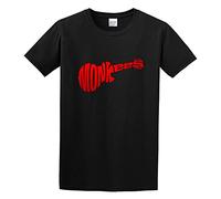 DOUDOUMAO Monkees Guitar Logo Cotton Round Neck Shirt for Men T-Shirt Black S