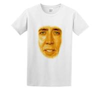 DOUDOUMAO Nic Cage Gold Funny Nicholas Cages T-Shirt White M