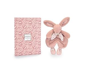 Doudouu et Compagnia - Coniglio Doudou Rose - Peluche ultra morbido con sciarpa floreale - Doudou piatto per neonata - Garanzia Doudou perduto - Idea regalo - DC4146