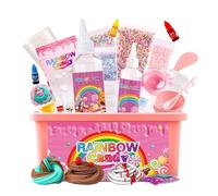 Dough Kit Playset - Rainbow Candy Putty Craft Kit | Educational Kids Playdoughs Toy Set for Preschoolers Home School Classroom with Colorful Molds Tools for Holiday Birthday Party Favors