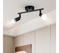 Doughelec Faretti LED da Soffitto 2 Luce Nero - Lampada da Soffitto Orientabili Plafoniera Faretto da Parete Moderna GU10 Luci da Soffitto per Soggiorno Corridoio Camera Cucina, Lampadina Non Incluse