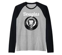 Douglas Clan Nome Scozzese Stemma Tartan Maglia con Maniche Raglan