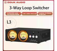 Douk Audio L3 3 canali Loop Switcher Box 1(3)-IN-3(1)-OUT Selector Dual VU Meter Display Splitter Stereo con telecomando IR