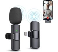 Doukesh Lavalier - Microfono senza fili, Plug-Play Lavalier Microphone Wireless, mini microfono wireless per smartphone iOS, mini microfono Bluetooth per YouTube, podcast, Facebook, registrazioni